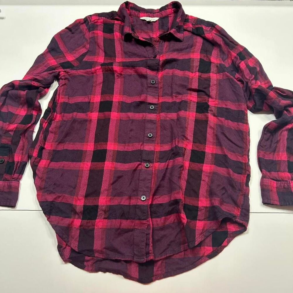 Lucky-brand Women's Red and Black Plaid Shirt